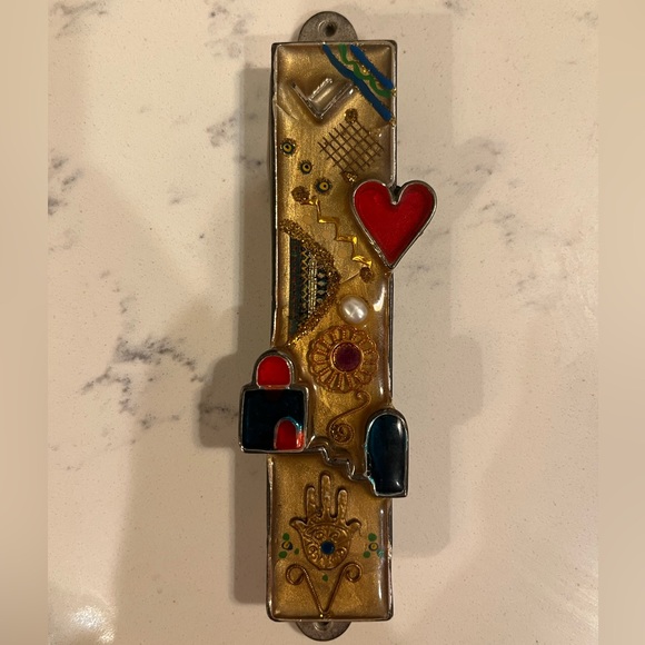 Yossi Steinberg Mezuzah. HANDMADE Judaica by Israeli Artist. Resin And Metal. - Picture 3 of 13